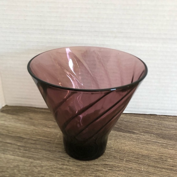 Vtg Hazel Atlas Amethyst Swirl Candy Bowl - Picture 2 of 9